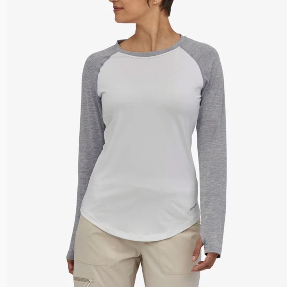 Patagonia Women’s White & Grey Tropic Comfort Crew Long Sleeve Top